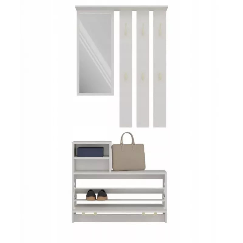 Garderobenschrank Top e shop VERA Cashmere GS1 — 1800×850×240 mm, Drehtür, Spiegel, 1 Einlegeboden, 6 Haken