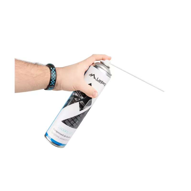 Druckluftspray LANBERG CG-600FL-001 — 600 ml, zur PC-Reinigung, Schwarz/Blau/Weiß