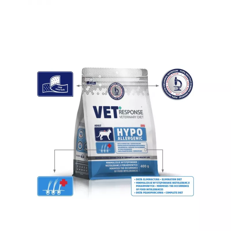 VET RESPONSE Hypoallergen - Trockenfutter für Katzen - 400 g