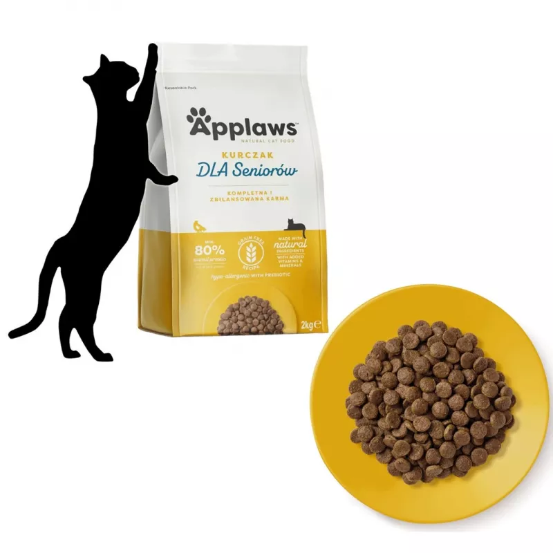 Trockenfutter für Katzen Applaws Senior Chicken — getreidefrei / glutenfrei 2 kg Beutel, 36,5 % Protein, für ältere Katzen