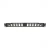 DELOCK 19 Zoll Keystone Patch Panel 24-Port abgewinkelt mit Zugentlastung, 1U, schwarz, 482,6×125,5×44,2 mm