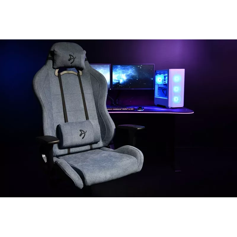 Gaming-Stuhl Arozzi Torretta SoftFabric Blue — ergonomisches Design, höhenverstellbar und Armlehnen verstellbar