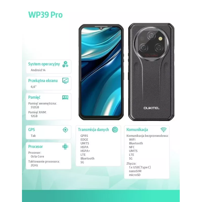 Smartphone Oukitel WP39 Pro 12/512 11000mAh Grau