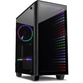 Gehäuse INTER-TECH X-608 INFINITY MICRO, microATX, RGB, Front- und Seitenteil aus gehärtetem Glas, ohne Netzteil