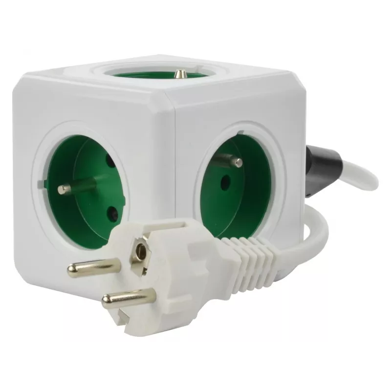 Allocacoc PowerCube Extended Typ E Steckdosenleiste 1,5 m 5 AC-Steckdosen Innen Grün