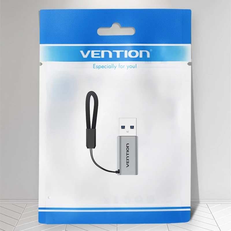 Vention USB 3.0 Stecker auf USB-C Buchse Adapter Grau Aluminiumlegierung Typ