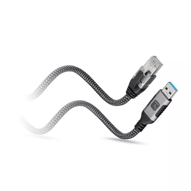 Techly ICOC U3A-RJ45-010 Netzwerkkabel Schwarz, Silber 1 m Cat6 F/UTP (FTP)