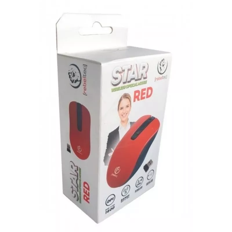 Optische kabellose Maus Rebeltec STAR rot