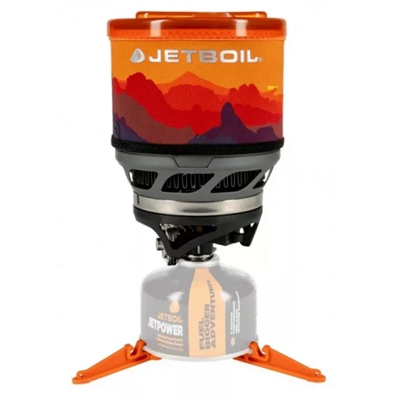 Tragbarer Grillkocher Jetboil MiniMo – kompakter leichter Campingkocher mit integriertem Fluxring-Brenner und Simmer-Steuerung
