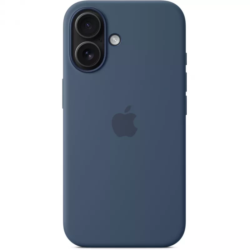 Silikon Hülle Apple iPhone 16 MagSafe Denim Hülle Blau 6.1 Zoll