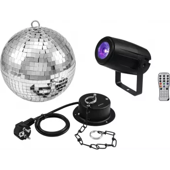 Spiegelkugel-Set EUROLITE 20 cm mit Motor und PST-5 QCL Spot LED