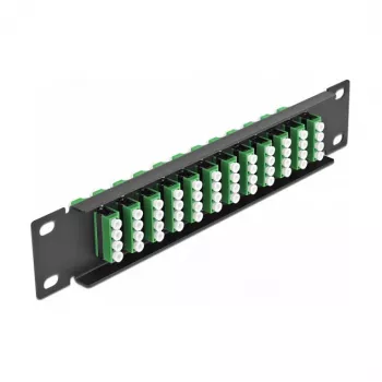 LWL-Patchpanel DeLOCK 10 Zoll 12 Port LC Quad Grün 1U Schwarz