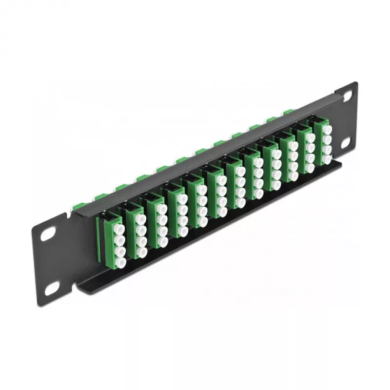 LWL-Patchpanel DeLOCK 10 Zoll 12 Port LC Quad Grün 1U Schwarz