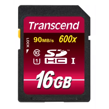 Flash-Speicher Transcend 16GB SDHC Class 10 UHS-I 600x TS16GSDHC10U1