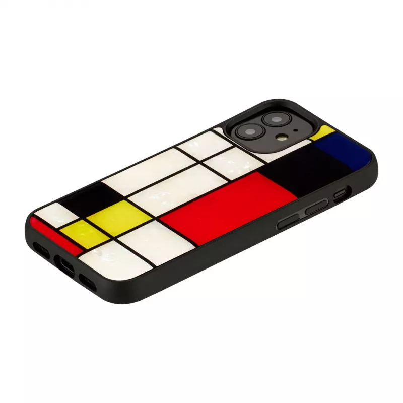 Schutzhülle iKins für Apple iPhone 12 mini – schwarzes Mondrian-Design