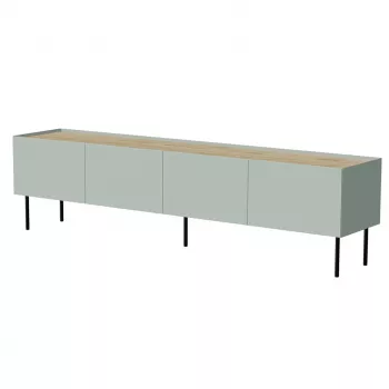 TV-Schrank cama meble FELLINI 200x40x52 cm, olivgrüner Rahmen mit geölter Eichenholz-Optik