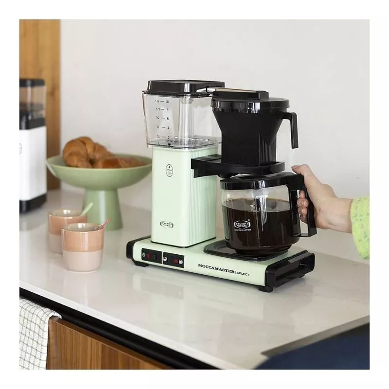 Filterkaffeemaschine MOCCAMASTER KBG Select — 1,25 l Wassertank, Kapazität für 10 Tassen, Edelstahl, pastellgrün