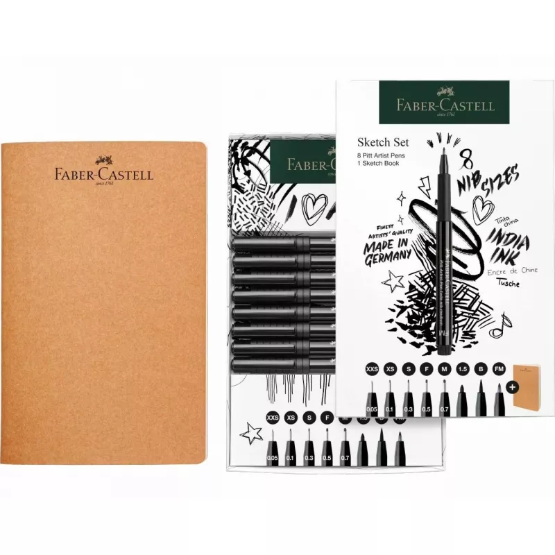 Faber-Castell 267102 Fineliner Multi Schwarz 8 Stück Rundspitze