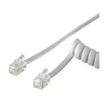 Wentronic Goobay Telefon-Hörerspiralkabel CCA (kupferkaschiertes Aluminium), Weiß, 4 m – RJ10-Stecker (4P4C) auf RJ10-Stecker (4P4C) (68601)
