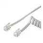 Wentronic Goobay Telefon-Hörerspiralkabel CCA (kupferkaschiertes Aluminium), Weiß, 4 m – RJ10-Stecker (4P4C) auf RJ10-Stecker (4P4C) (68601)
