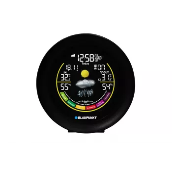 Wetterstation BLAUPUNKT WS35BK APP – LCD-Anzeige, Temperatur & Luftfeuchtigkeit, Alarm, Kalender, App-Konnektivität, 94×94×27 mm