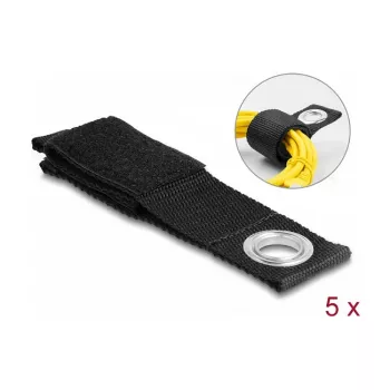 DeLOCK Heavy-duty Klettband L 260 x B 38 mm schwarz 5 Stück