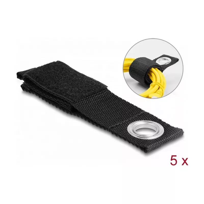 DeLOCK Heavy-duty Klettband L 260 x B 38 mm schwarz 5 Stück