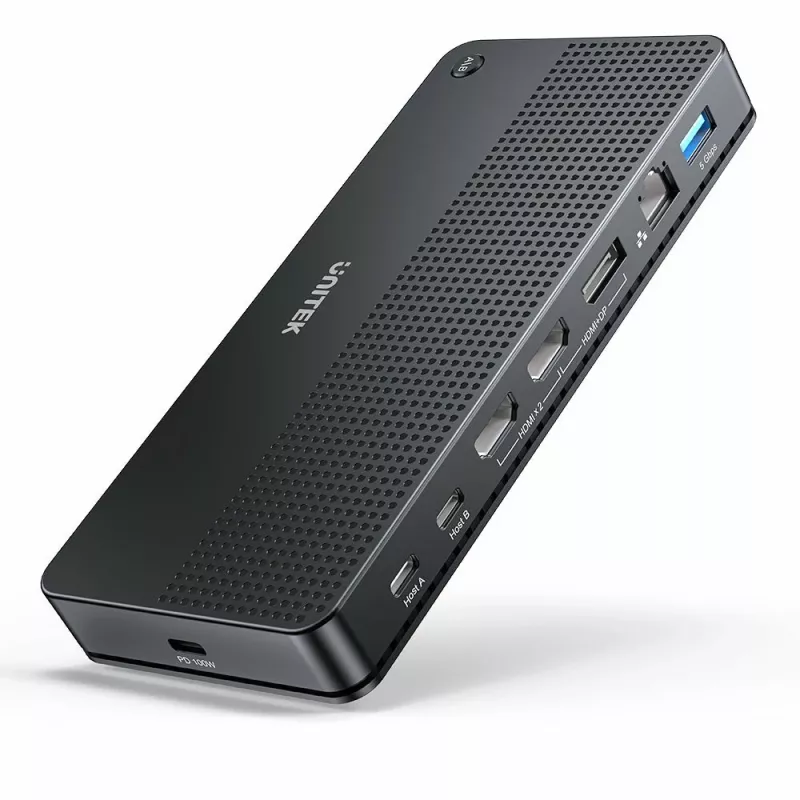 Dockingstation UNITEK D1103A01 USB4 Kabelgebunden Schwarz 100W Power Delivery