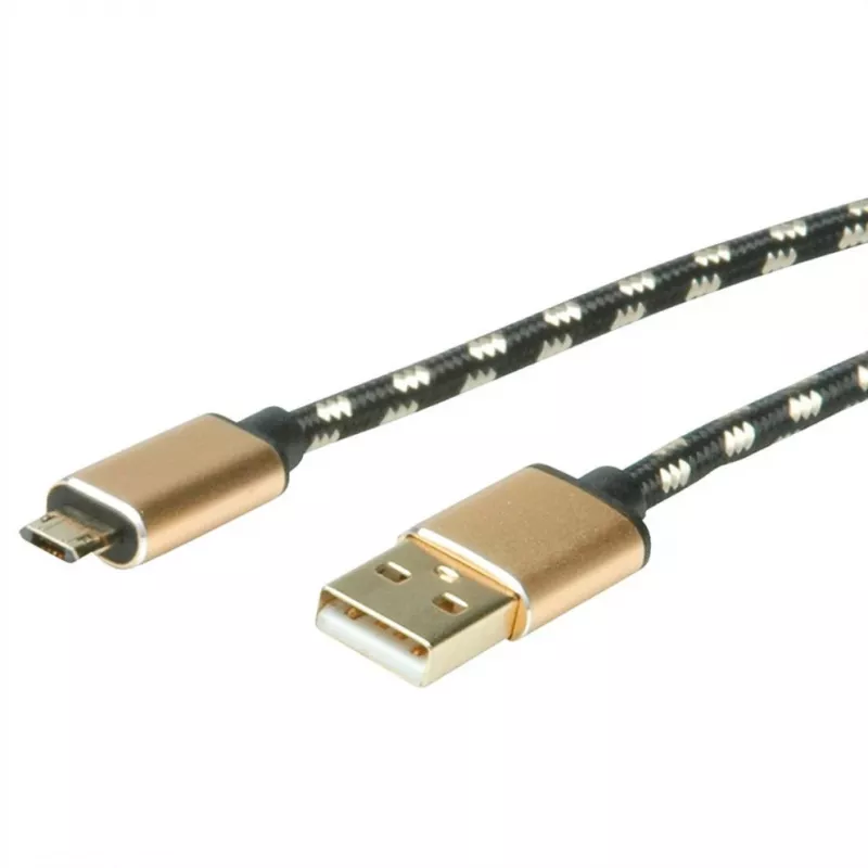 ROLINE 11.02.8819 USB-Kabel 0,8 m USB 2.0 USB C Micro-USB B Schwarz - Gold (11.02.8819)