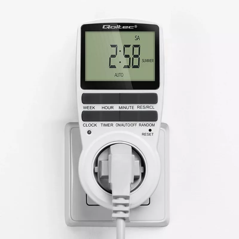Elektronischer Timer QOLTEC PC0628 mit LCD-Anzeige, 24-Stunden-Countdown