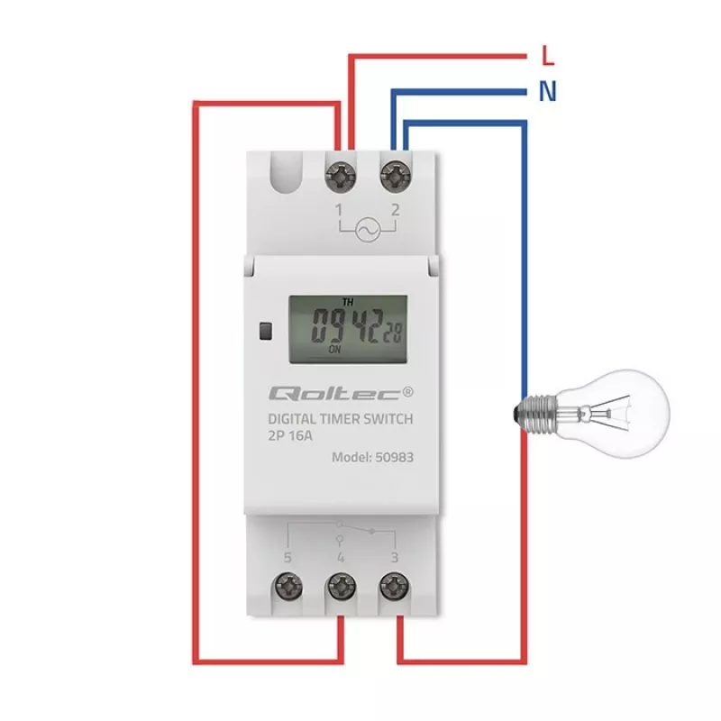 DIN-Schienen elektronischer Zeitschalter QOLTEC 50983, batteriebetrieben, für Automatisierungsschaltungen