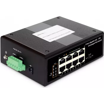 Digitus 7-Port Gigabit Ethernet Netzwerk PoE Switch, Industrial, Unmanaged, 1 PD-Port