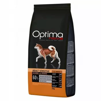 Trockenfutter für Hunde Optimanova Adult Sensitive Salmon & Potato 2 kg — Erwachsenennahrung für empfindliche Verdauung