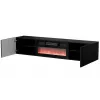 Cama RTV-Schrank TULA 183x35x37 schwarz matt + schwarz Kamin