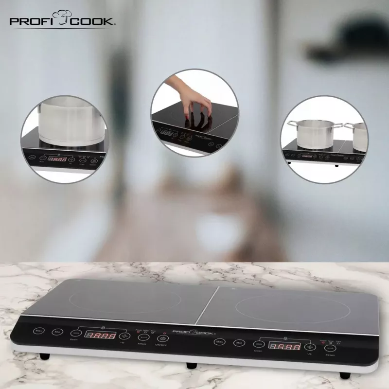 PROFI COOK PC-DKI 1067 Induktionskochfeld, 3500W, 2 Kochzonen, schwarz