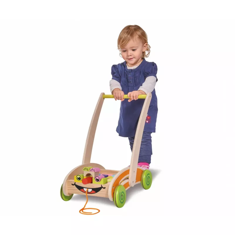 Spiel- und Lauflernwagen aus Holz von Simba-Dickie — Eichhorn Geschicklichkeitsspiel mit 35 Bauklötzen
