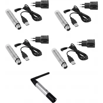 DMX-Funkset EUROLITE QuickDMX Sender 1x + Batterieempfänger 4x (MPN 20000901)