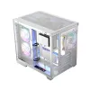 PC-Gehäuse MODECOM Volcano Panorama Midi Tower weiß — micro ATX, gehärtetes Glas, ARGB, USB-C, unterstützt GPU 400 mm