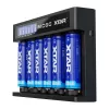 XTAR MC6C Ladegerät Multi-Slot intelligentes Ladegerät für zylindrische Li-Ion-Zellen, 6 Schächte, unterstützt 18650/21700/AA, 5V Eingang, schwarz