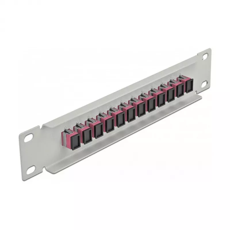 Glasfaser-Patchpanel DeLOCK 10 Zoll 12 Port SC Simplex Violett 1U Grau