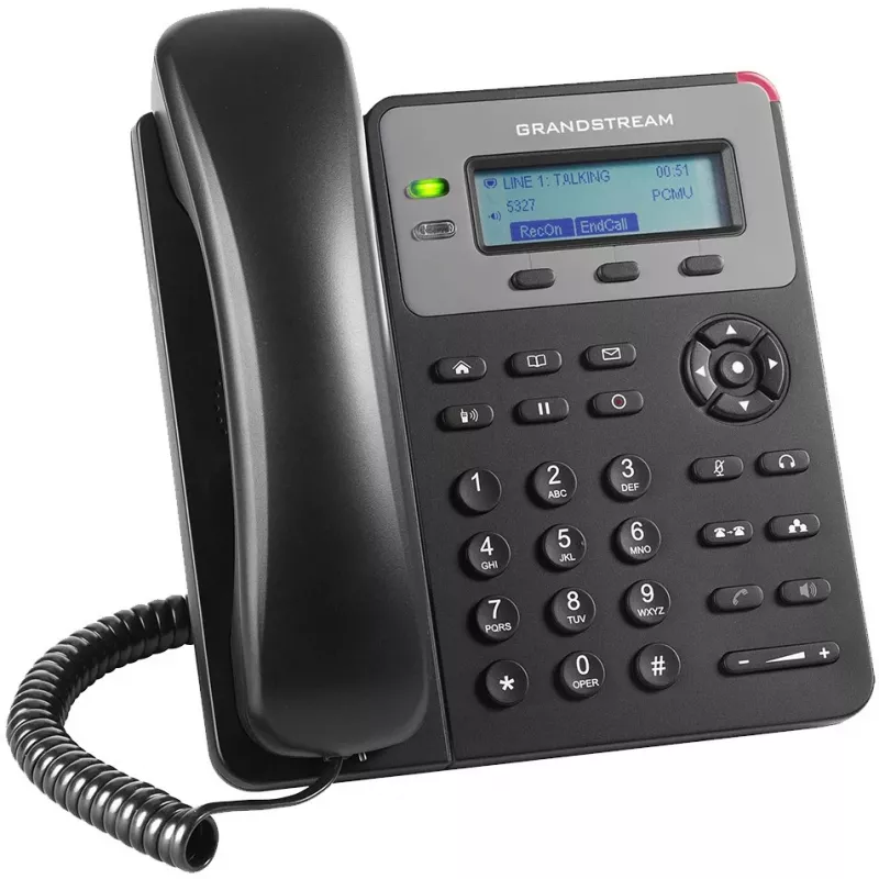 DECT-Telefon Grandstream GXP1610 — schwarz, LCD 132×48 px, Headset (RJ-9), 1 Mobilteil, Telefonbuch 500, Freisprecheinrichtung