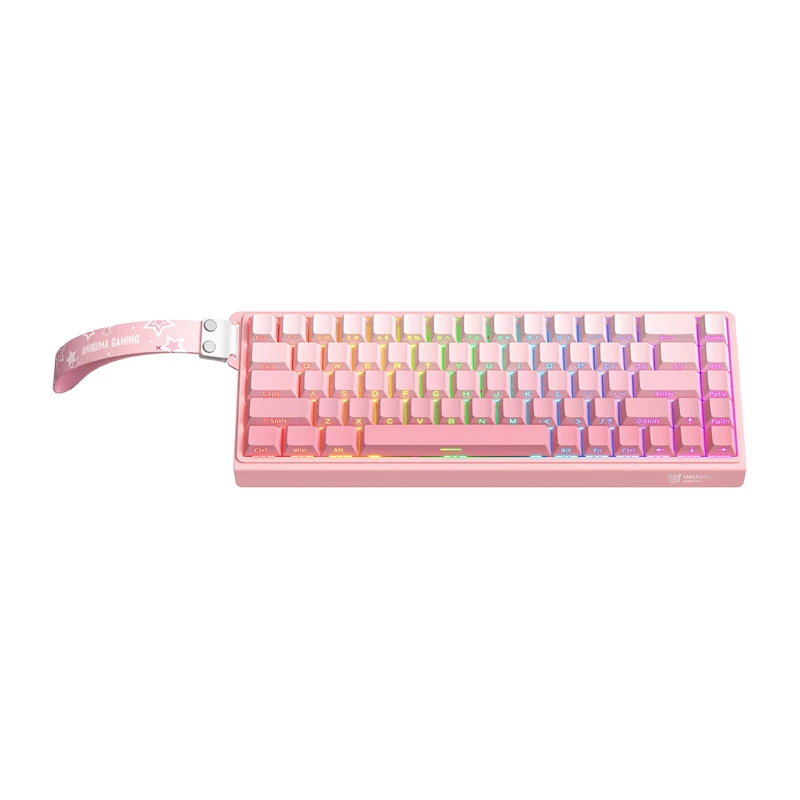 Kabelgebundene Gaming-Tastatur Onikuma G69 — pink, USB-Anschluss, Full-Size-Layout