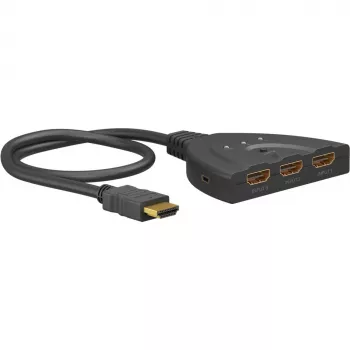 HDMI-Umschaltbox 3 to 1 (4K @ 60Hz), HDMI Switch (schwarz, 55cm Kabel)