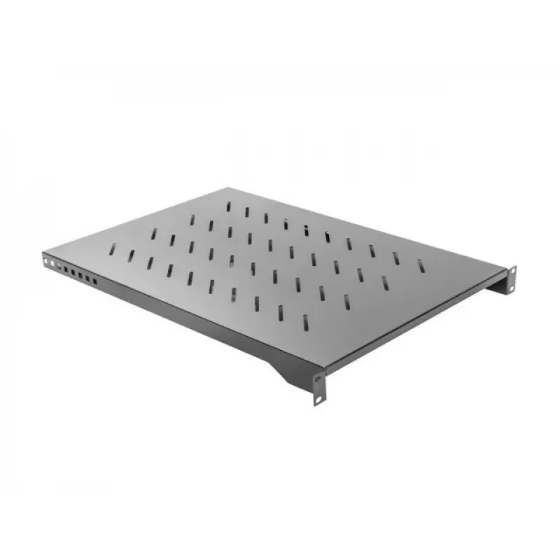 Rack shelf LANBERG AK-1010-B for 19 inch cabinets, 1U, 482.6×750×45 mm, max load 15 kg, Schwarz