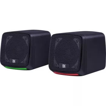 PC-Lautsprecher DEFENDER J3 2.0 6W LED USB, 2×3W RMS, 90–20000 Hz, 3,5 mm, schwarz
