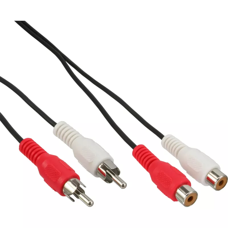 InLine Audiokabel 2x RCA Stecker / Buchse 20m, 2 x RCA, Stecker, 2 x RCA, Buchse, 20 m, Schwarz