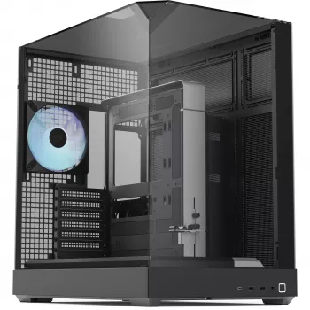 Tower-Gehäuse APNX V2 mit drei gehärteten Glasscheiben, schwarz