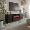 Kommode Cama Meble Volare 200 x 39 x 75 cm, schwarz / San Sebastian, Spanplatte