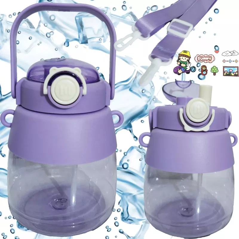 Extralink School Preschool Wasserflasche mit Strohhalm und Umhängeband für Kinder 1L