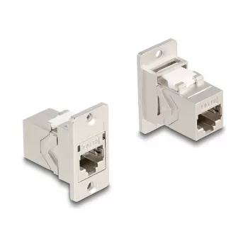 DeLOCK Panel Mount RJ45 Keystone Module Kupplung Buchse zu Buchse Cat.6A Metall konisch